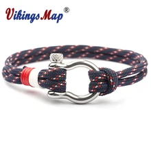 New Fashion Charm Paracord Bracelet Navy Style Braided Rope Stainless Steel Buckles Survival Bracelets for Men Women Pulseras