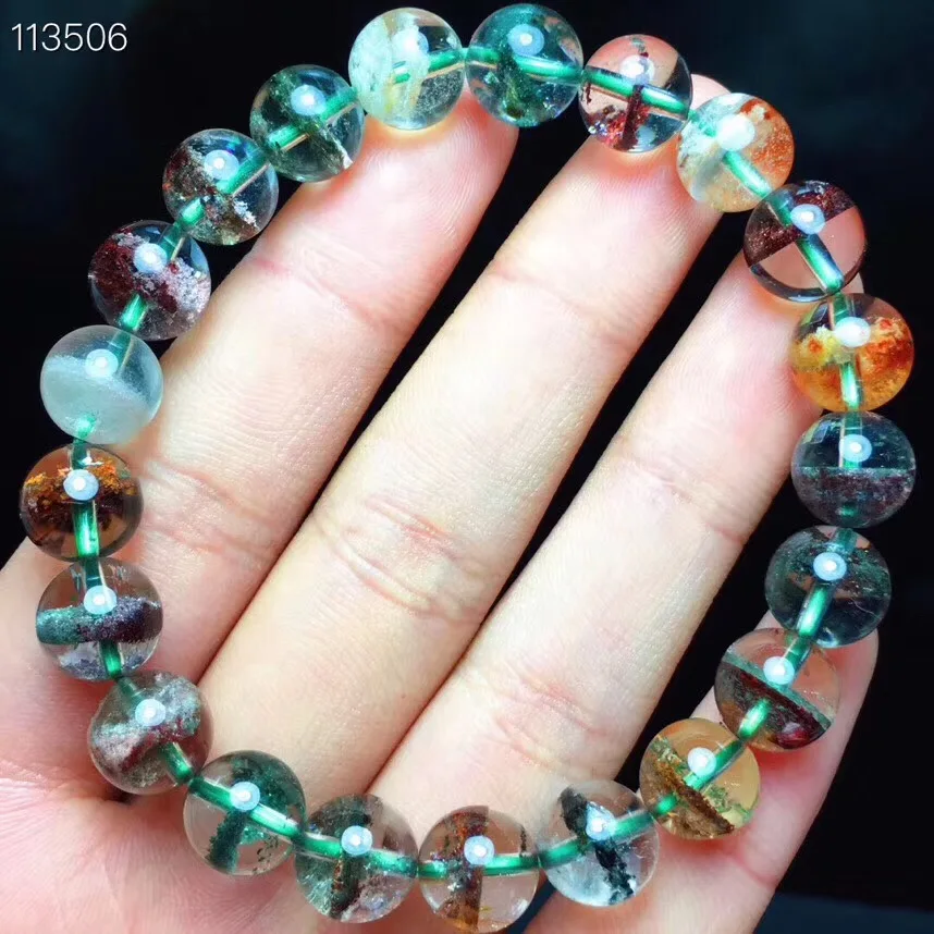 

9mm Natural Colorful Phantom Quartz Bracelet Gemstone Stretch Crystal Lady Gift Round Beads Bracelets AAAAA Drop Shipping