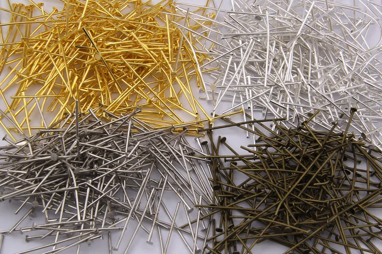 

200pcs/bag 20/30/40mm Length Gold/Silver/Rhodium/ /Bronze color Flat Head Pins Needles For DIY Jewelry Making Accessories