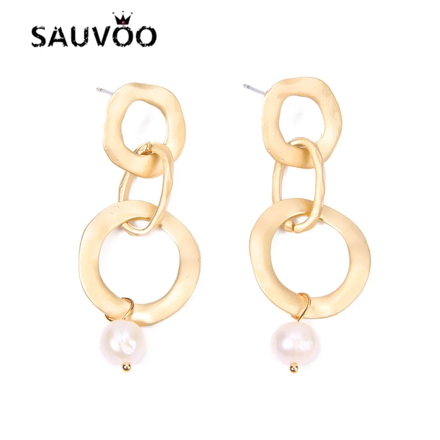 T0400A,天然珍珠哑金耳环，大约21X56mm