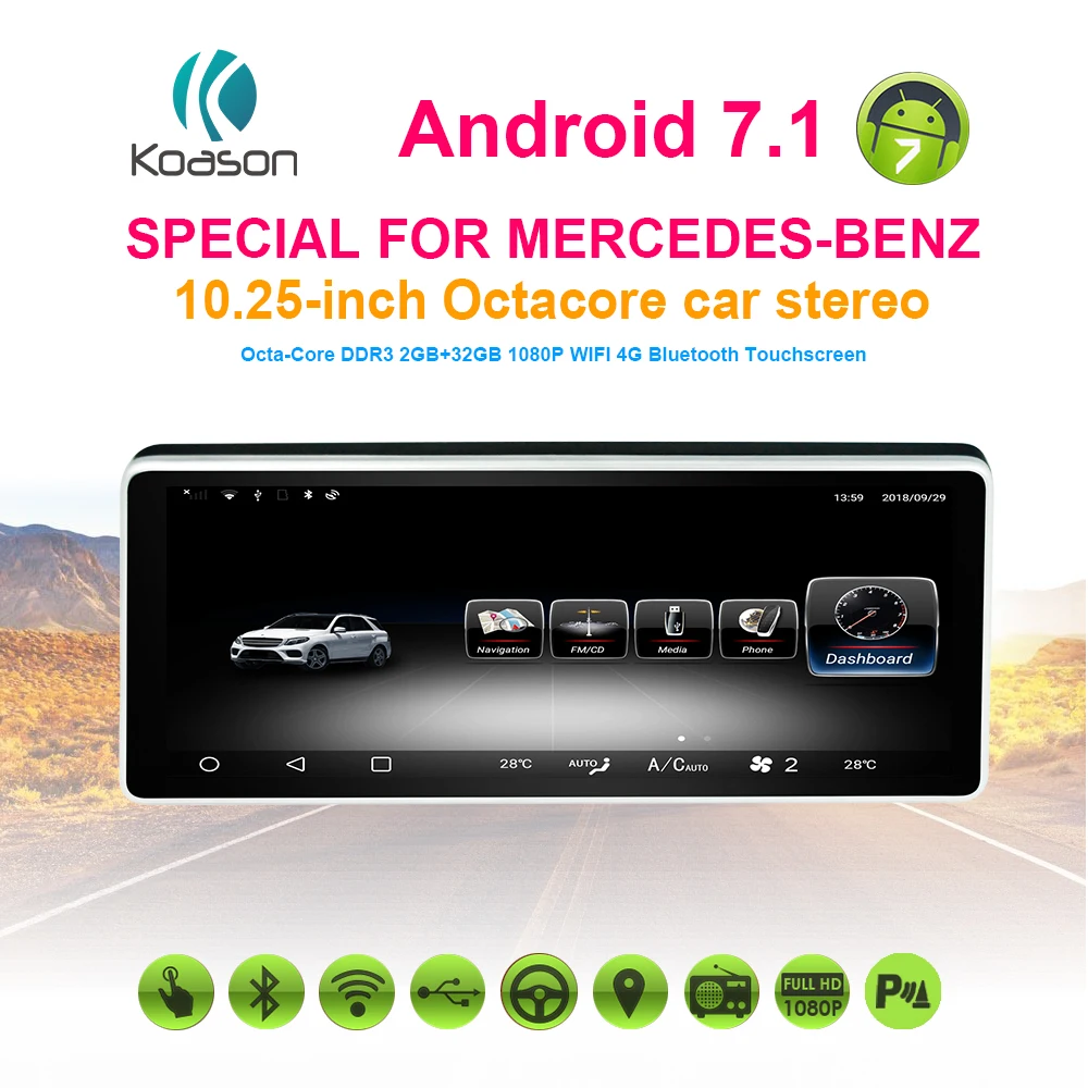 Koason Octacore Android 8 1 4 + 64G gps навигация для Mercedes Benz C Class W204 2008 2010 10 25 &quotМультимедиа