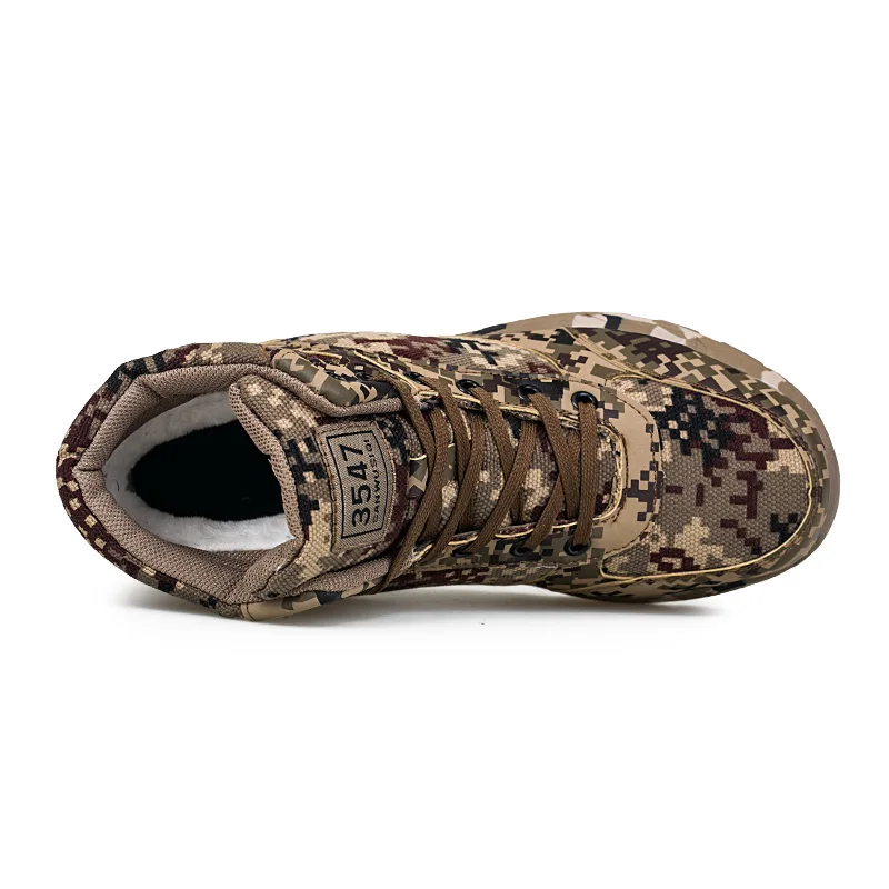 Desert Hiking Sports Camouflage Trekking Shoes Military Outdoor Men's Winter Warm Hiking Boots Combat Sports Shoes Plus Size 46