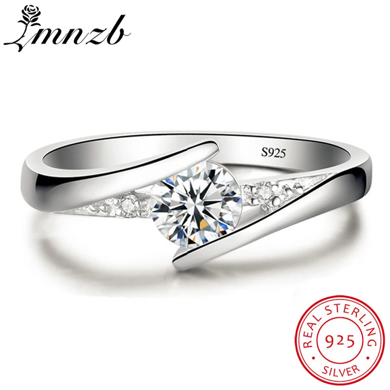 

Lose Money Sale! LMNZB Original 925 Solid Silver Ring Bride Jewelry 0.5 Carat Diamant Wedding Rings for Women L-R5036