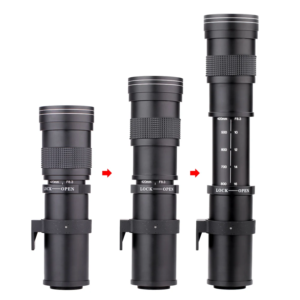 Ручной зум объектив Lightdow 420 800 мм F/8 3 16 Super Telephoto + кольцо адаптер T2 для Canon EOS DSLR Camera EF