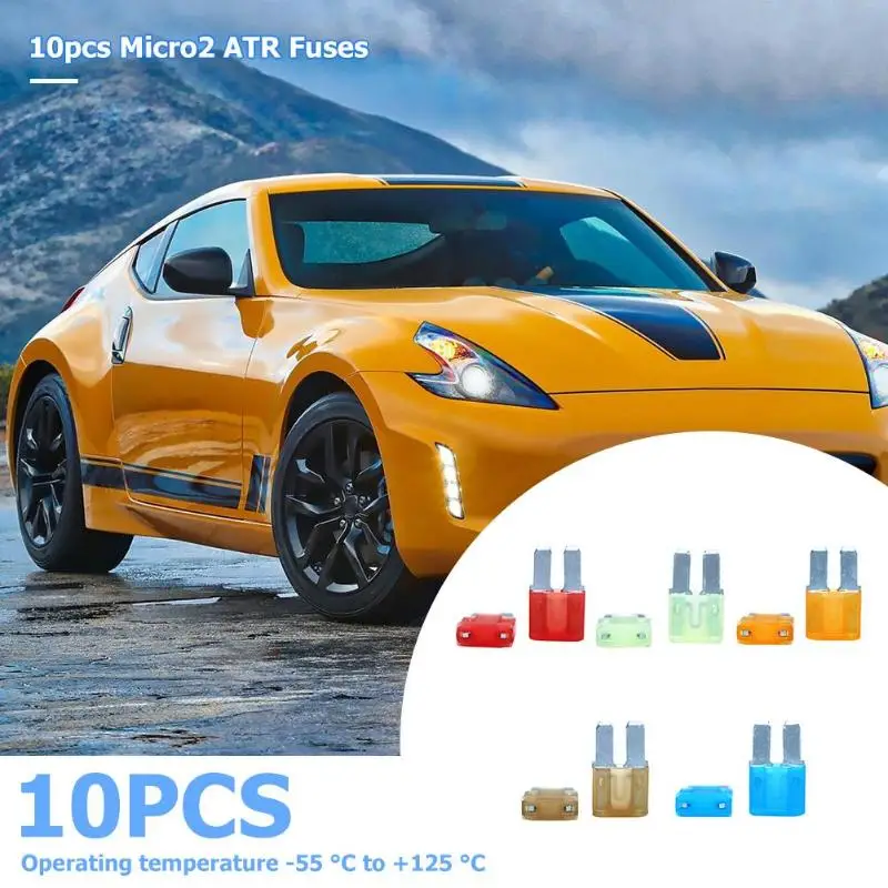 10 шт. предохранители Micro 2 ATR 5A 7.5A 10A 15A 20A для легковых автомобилей комплект