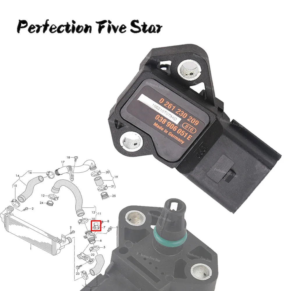 

038906051E Intake Manifold Boost Pressure Sensor MAP For Audi A4 A6 2011-2014 Q5 2009-2013 A8 2010-2016 2.0L For VW For Seat