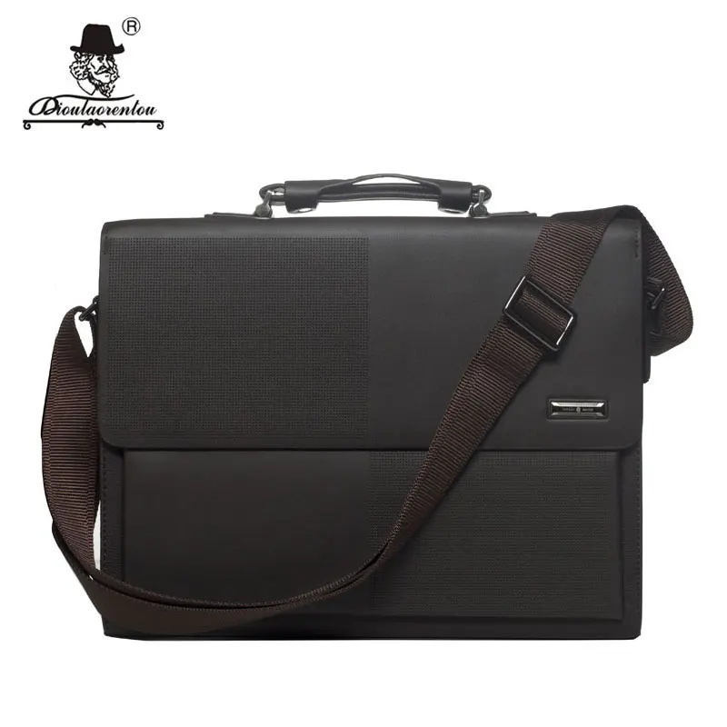 Dioulaorentou Brand 13" Man Business Briefcase Bag High Quality Flapover Pu Leather Men