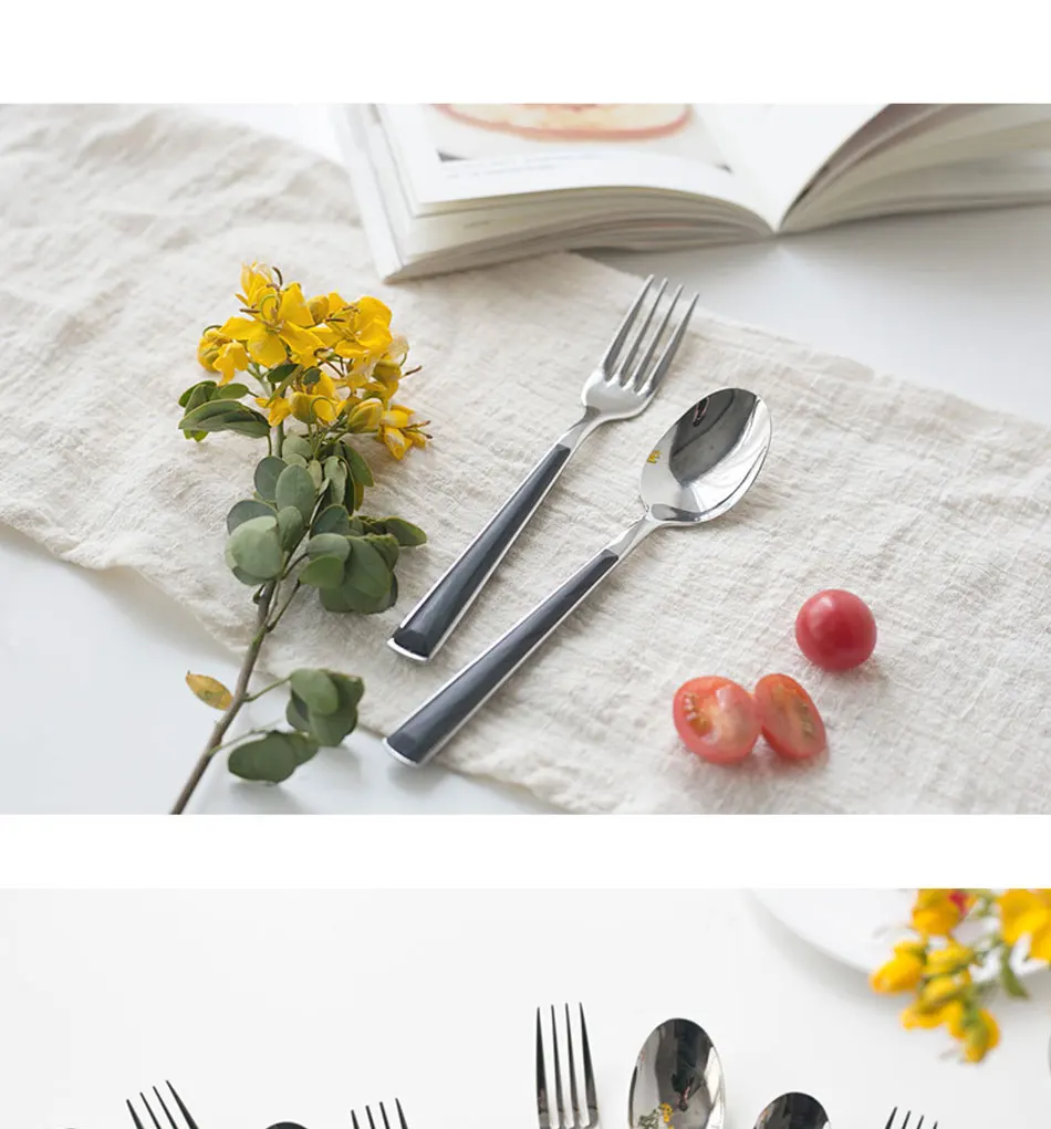 Gold Dinnerware Set Stainless Steel Cutlery Set 4 Pieces Black Knife Fork Set Tableware Gold Silver Cutleries Western Food Set (8)