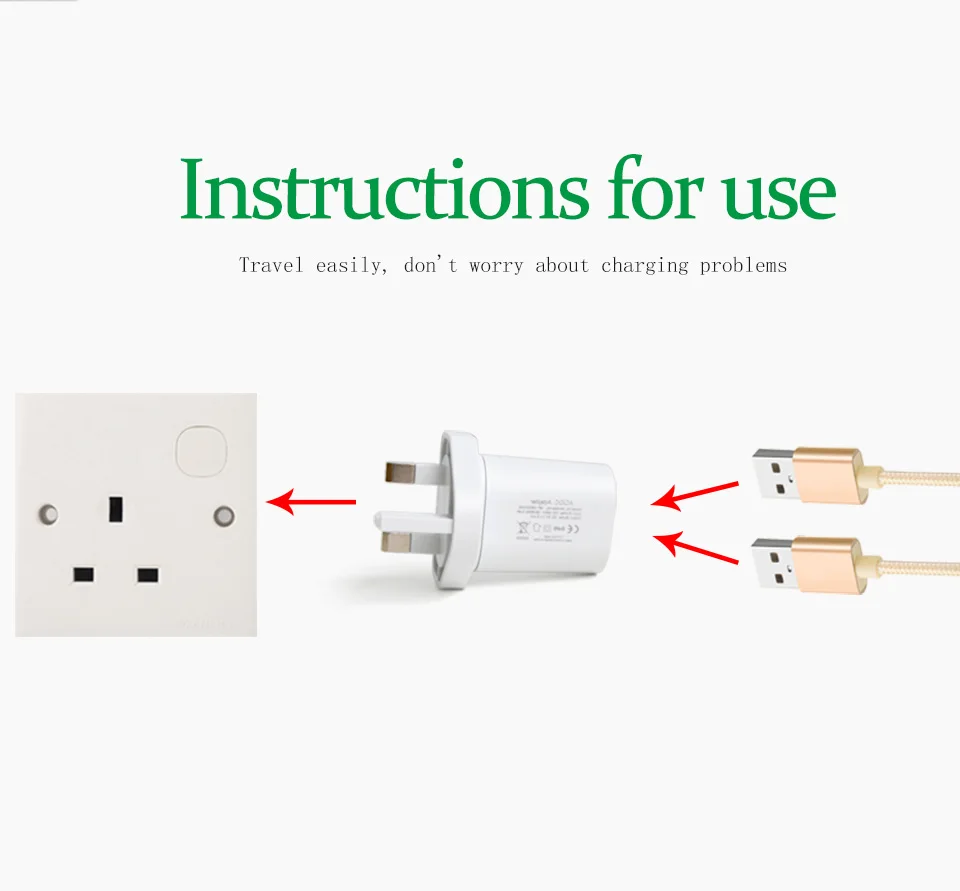 Dual usb Interface UK Adapter 5V 2.4A Charger Travel Power Plug Converter Plug 3 Pin Socket UK Ireland Singapore Maldives Dubai (5)