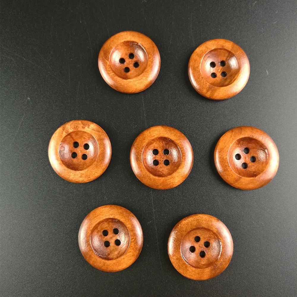 

4 Holes 20pcs Round Wooden Buttons DIY Clothing Apparel Sewing Decorative Buttons 25mm(1") Scrapbooking Buttons for Clothing