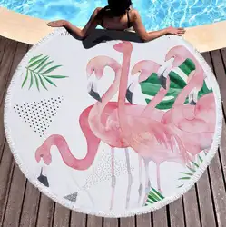 GRIDILANGO круглый пляжное Полотенца с кисточкой Фламинго из микрофибры полотенце для взрослых быстро Absorpable Пикник Одеяло Йога ковровый