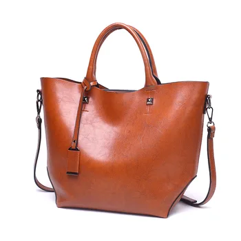 

Women Bag Oil Wax Women's Leather Handbags Luxury Lady Hand Bags with Purse Pocket Women Fashion Casual Bags Torebki Damskie