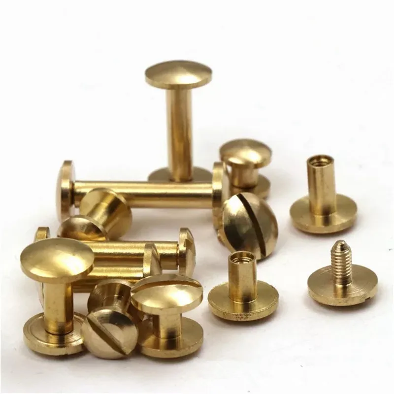 10sets 10mm Brass Studs Wheel Rivet Screw for Belt Handbag Hardware