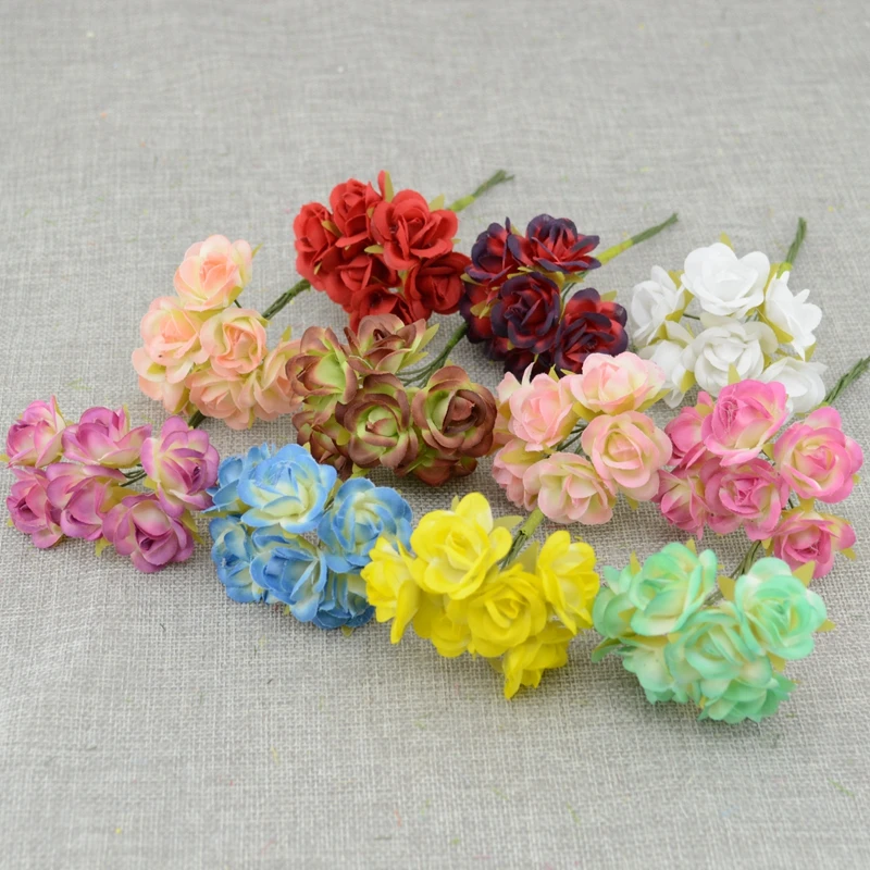 Buy 6PCS MINI Silk rose Artificial Flowers Bride