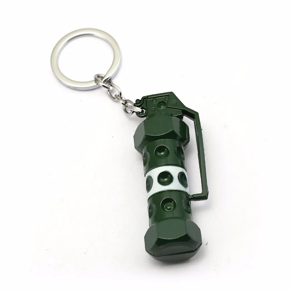 Shock bomb Pendant Key Chain Green Weapons Revolver Refueling Bucket Key Ring Jewelry Metal