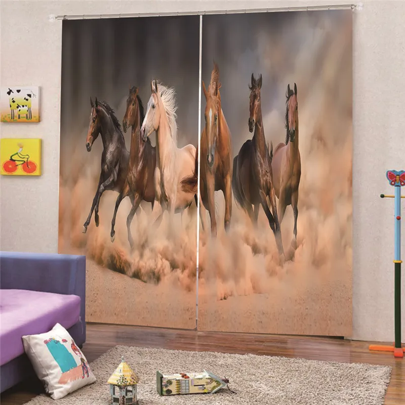 

3D Digital Print Horse Tailor-Made Embroidered Modern Blackout Curtains For Window Floral Living Room Bedroom Drapes M21