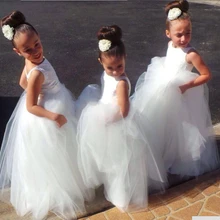 Vestido de Daminha/красивое белое тюлевый с открытой спиной, Недорогие Платья с цветочным рисунком для девочек г., лидер продаж, вечернее платье длиной до пола