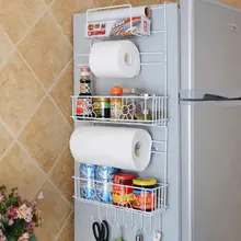 Кухонная многофункциональная боковая стойка для хранения холодильника, боковая полка, органайзер, боковая стенка, холодильник, многослойный держатель, Кухонное хранение