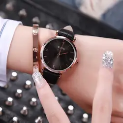 Новое поступление GUOU Марка кожаный ремешок Повседневные часы Reloj Mujer Мода Япония движение Водонепроницаемый женская одежда часы Для женщин