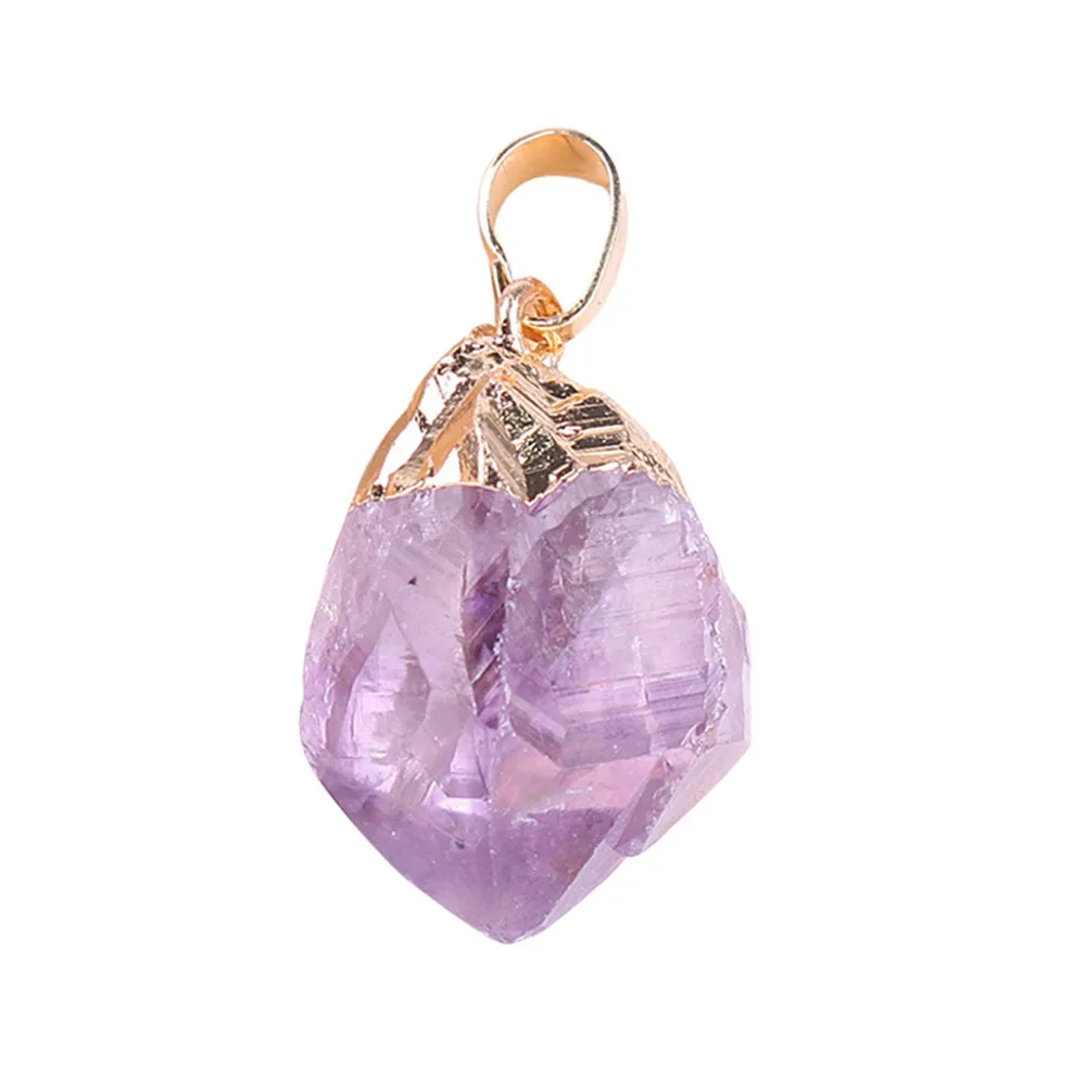 

1PC Crystal Irregular Random Natural Amethysts Cirtines Quartz Geode Cut Necklace Piont Stone Pendant Natural Drusy Stone