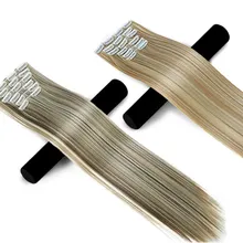 Jinkaili 12 цветов, 2" 16 заколки для волос на заколках длинные прямые синтетические волосы черный светлые шиньоны 6 шт./компл. Жаростойкие накладные