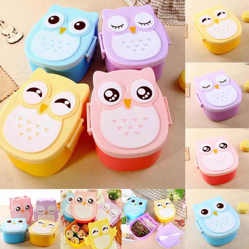 

Cute Cartoon Owl Lunch Box Food Container Storage Box Portable Kids Student Lunch Box Bento Box Container With Compartments Case