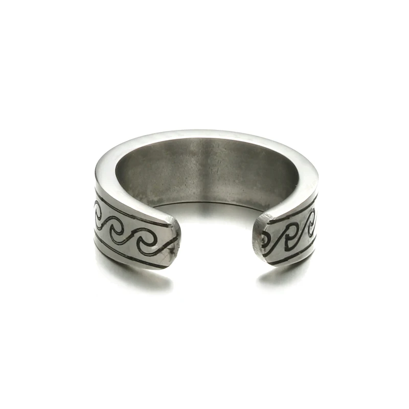 Tocona Bohemian Antique Silver Adjustable Wave Rings for Women Metal Alloy Opening Surfer Ring Boho Jewelry Accessories 4745