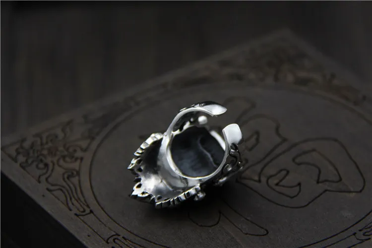 Ювелирные изделия стерлингового серебра ретро скелет призрак лицо кольцо