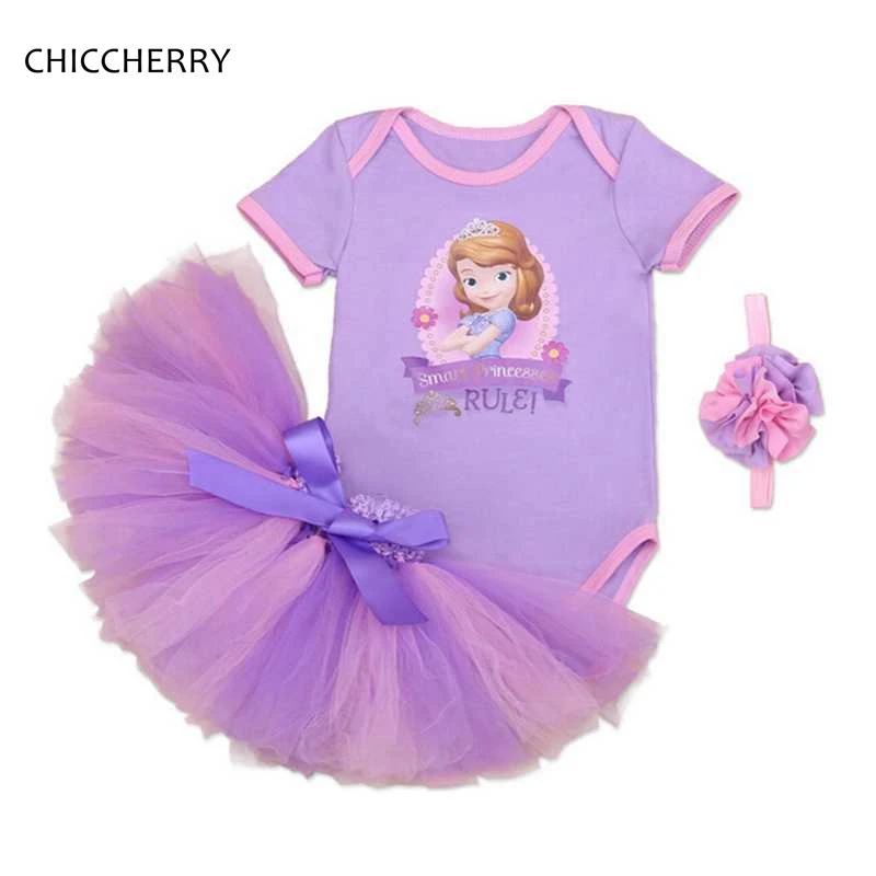 夏王女の女の子服ソフィア赤ちゃんボディスーツ+ヘッドバンドパーティーレーススカートセットdisfrazセサ幼児誕生日チュチュ衣