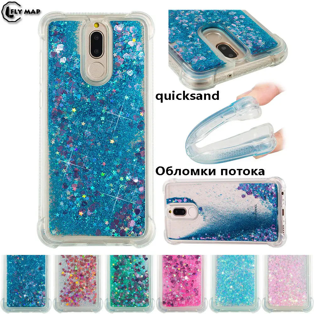 Glitter Stars Phone Cover for Huawei Nova 2i / Honor 9i RNE L21 L01 RNE-L21 RNE-L01 Dynamic Liquid Quicksand Soft TPU Back Case
