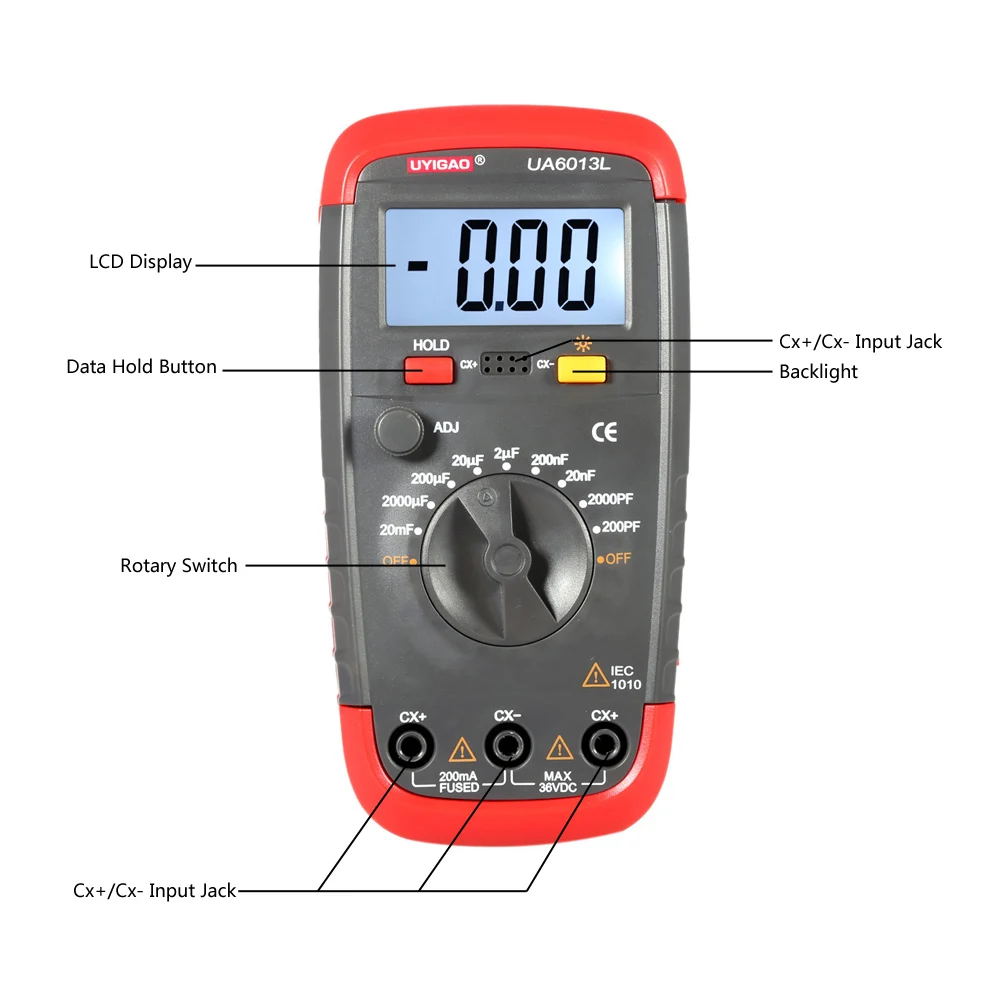 YIGAO UA6013L Professional Capacitance Meter Digital LCD Capacitor Tester Electronic Diagnostic Tool capacitor tester,inductance and capacitance meter