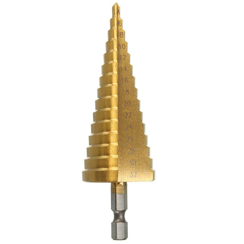 4-12mm 4-20mm 4-32mm HSS Step Cone Drill Bit Hole Cutter Dint Tool Hex Shank 4-12mm 4-20mm 4-32mm HSS Step Cone Drill Bit Hole Cutter Dint Tool Hex Shank