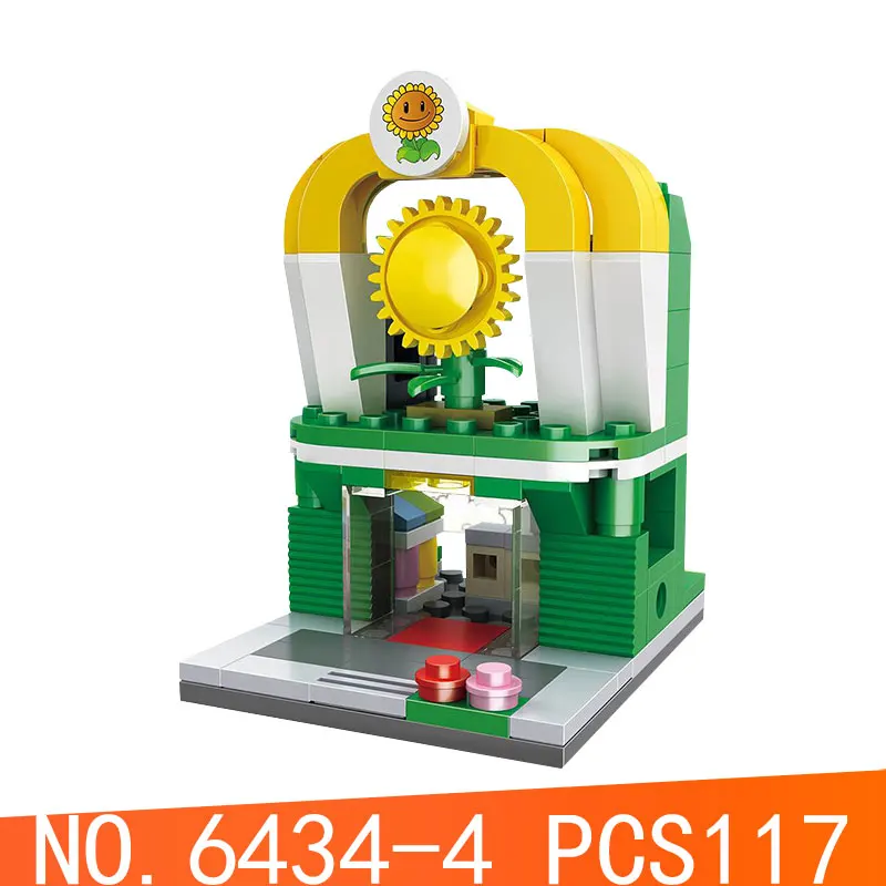 

City Mini Street View Series 117Pcs Plants VS Zombies Experience Hall Building Blocks Compatible Cartoon Cute House Sets