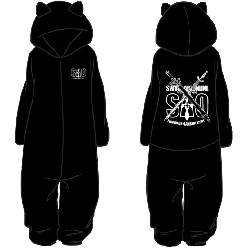 Взрослых Меч Искусство Интернет Onesie фланель теплые мягкие пижамы Зима SAO мешковатые one piece комбинезоны аниме Косплэй пижамы костюм D82301