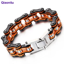 Титан Нержавеющая сталь мужские велосипедные браслеты для Байкеров Оранжевый Черный многоцветный Простой повседневный мужской мотоцикл велосипед ссылка браслет