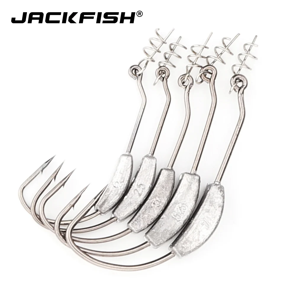 JACKFISH рыболовный крючок 5 размеров/партия 2 г/2,5 г/3г/5,25 г/G7G с свинцовым заостренный Кривошип крючок крючки для ловли карпа крючки для Червяков