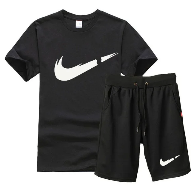 

2019 New t shirt Men Sets Fashion Summer cotton short sleeve Sporting Suit T-shirt +shorts Mens 2 Pieces Sets casual clothing
