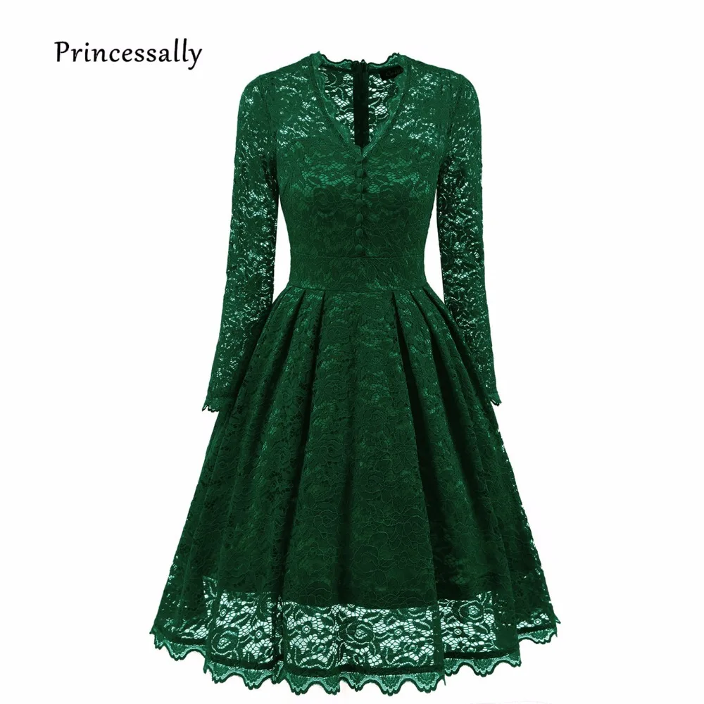 Vestido De Festa Новое Изумрудное кружевное платье подружки невесты с длинным рукавом и