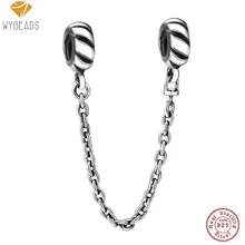 Wybeads 925 cuentas de plata esterlina encantos ajuste bolas brazalete de la pulsera de cadena de la serpiente de la cadena europea de seguridad original de la fabricación de joyas