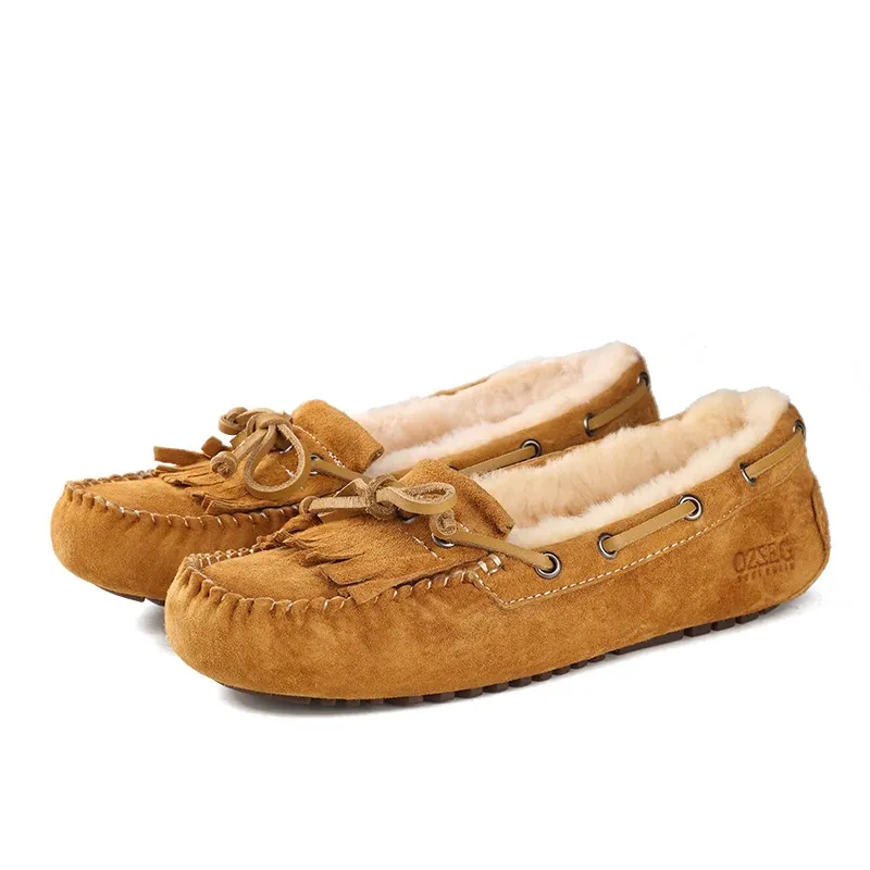 Hiver Qualité Comforatble pourpre En Mujer pu Chaussures Fourrure rose La bleu Mocassins Appartements Classique Laine Haute Noir De Vraie Lady coffee Sur Chaudes Cuir Ciel kaki Slip Femmes Véritable gris rOUqwrf