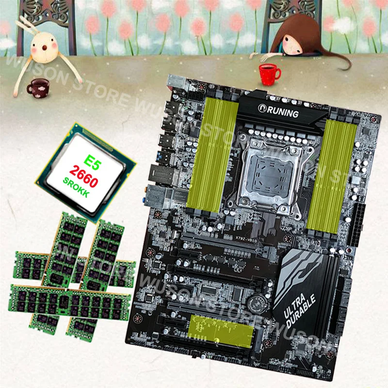 

Buy gaming PC motherboard brand Runing Super ATX X79 motherboard with CPU Intel Xeon E5 2660 C2 2.2GHz 4*16G 1600MHz DDR3 RECC