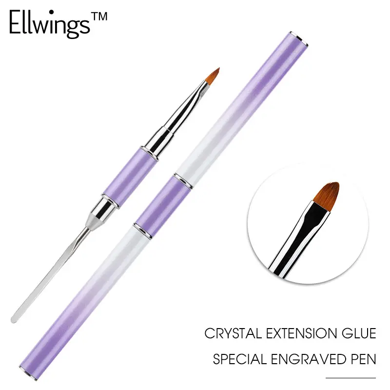 

Ellwimgs Poly Gel Nail Art Brush Pen Rhinestone Handle Nail Gel Brush Dotting Sculpturing Pens Dual Head Nail Art Tools