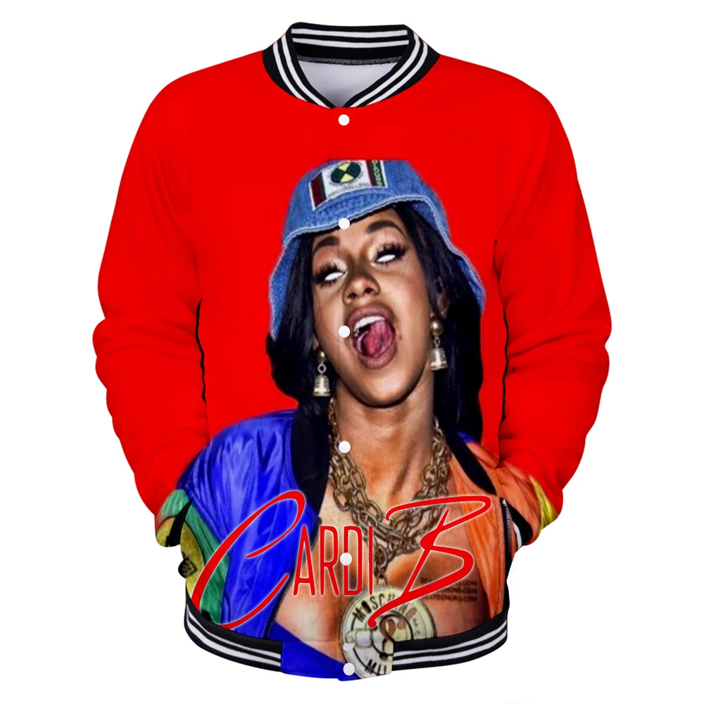 Ideal  3D Baseball Jacket Women Men Print Cardi B singer Sweatshirts Casual 3D Print Cardi B Womens Baseba