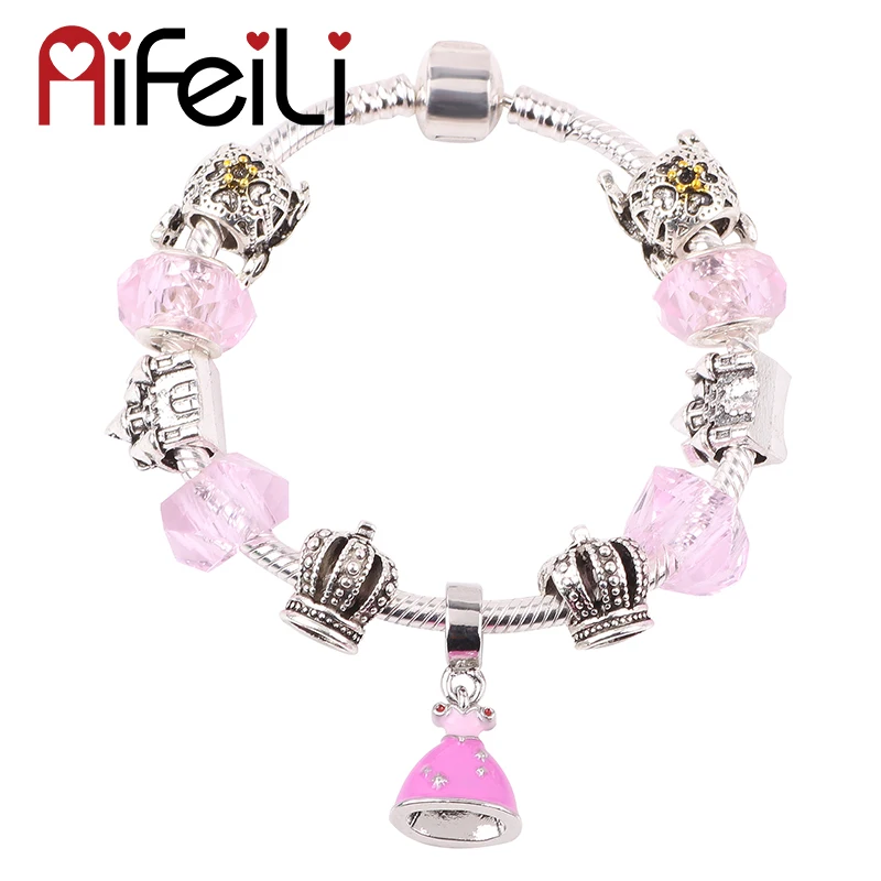 

AIFEILI Cute Princess Dress Pumpkin Car Castle Beads Series DIY Suitable for Women Bracelet High Quality Gift Preferred Charm