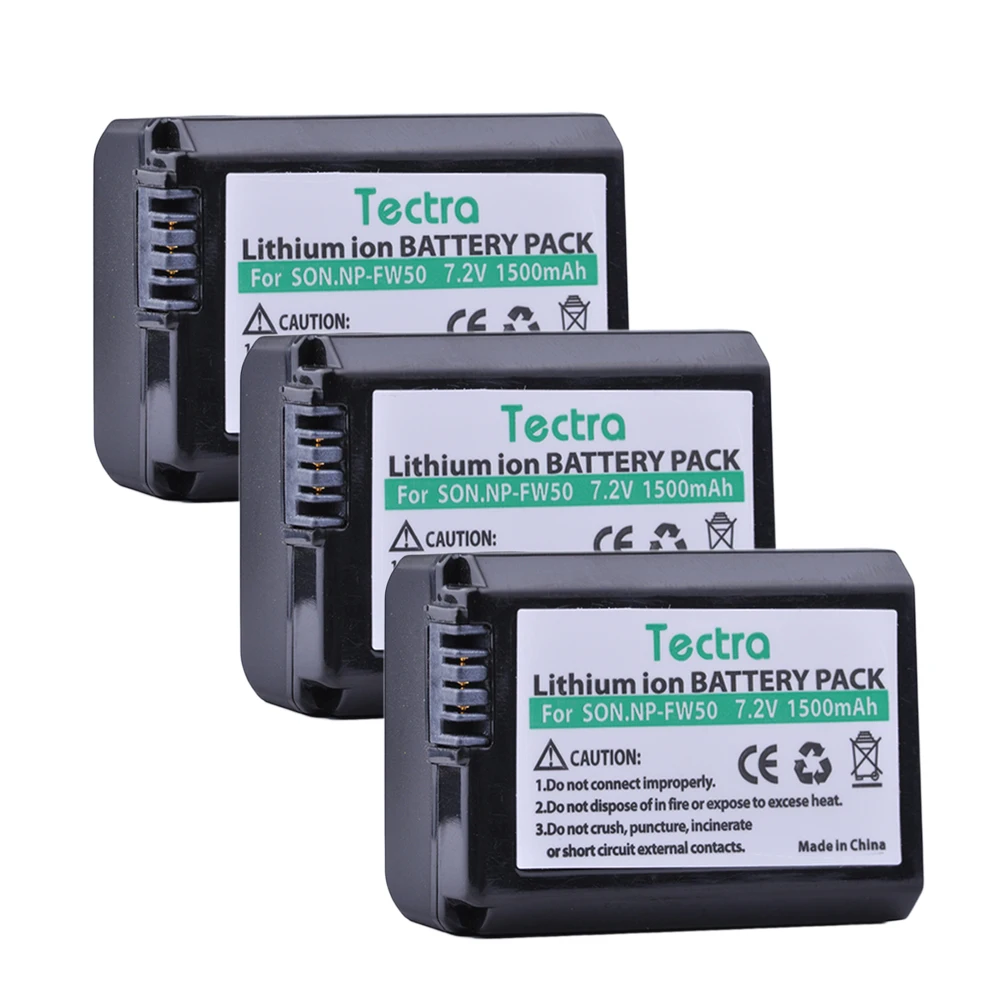 Tectra NP FW50 NPFW50 3PCS 7 2V 1500mAh Li ion Camera Battery for Sony NEX 3N
