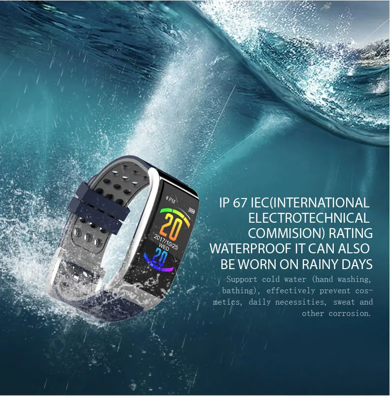 E08 ЭКГ монитор артериального давления фитнес-трекер 0,96 дюймов цветной экран UI IP67 водонепроницаемые Смарт-часы для мужчин и женщин