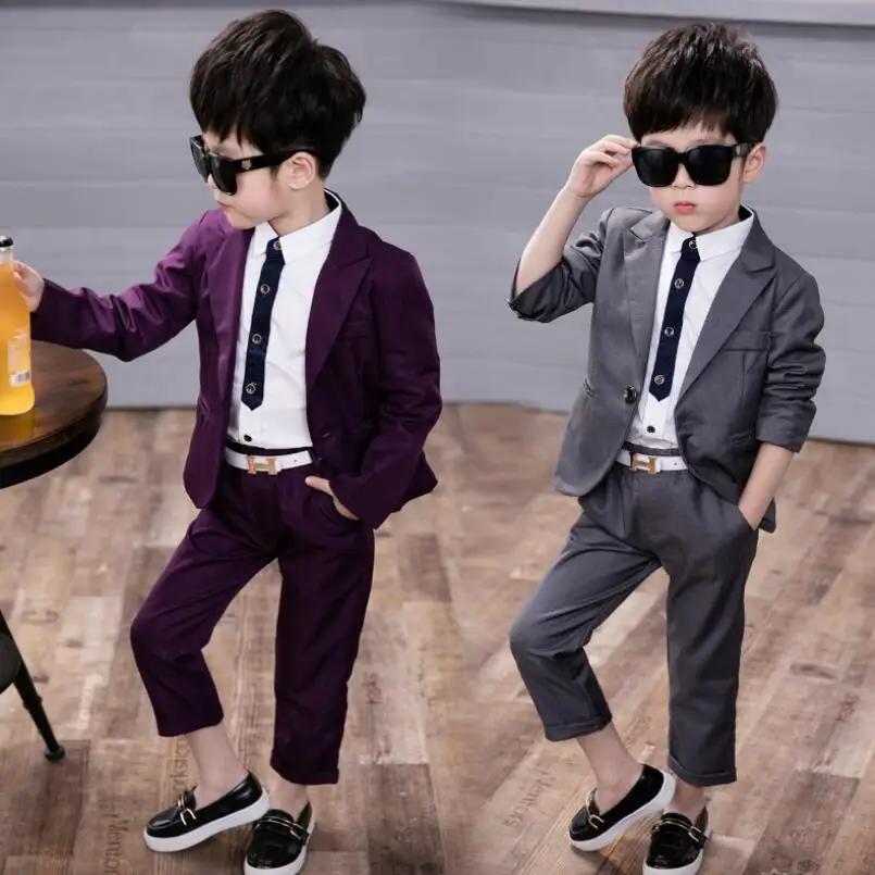 

Children Spring Brand Baby Boy Birthday Ceremonial Wedding Formal Blazer Suit Sets Coat Pants Gentleman Kids Costumes