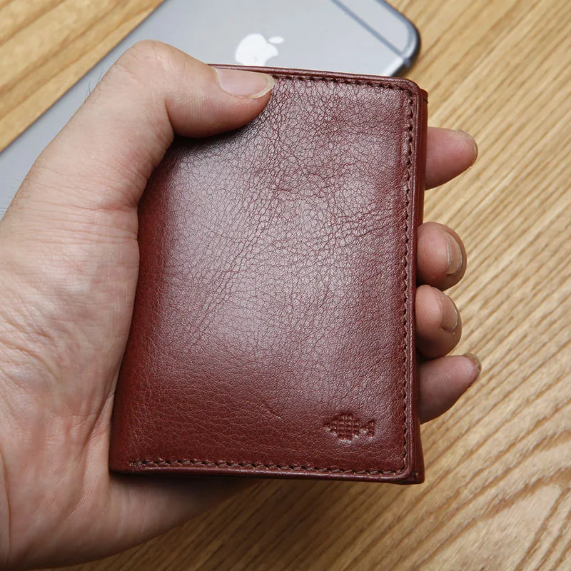 Мужской кожаный маленький кошелек LANSPACE итальянский мини-кошелек тройного