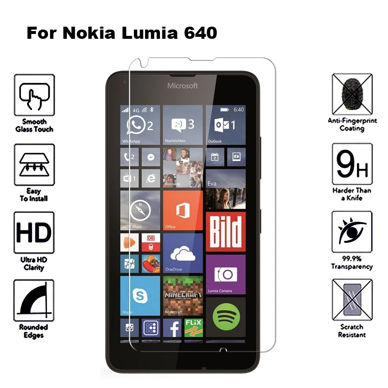 2 шт Стекло для Nokia Lumia 640 5 0 дюймов Защитная пленка экрана защитное закаленное