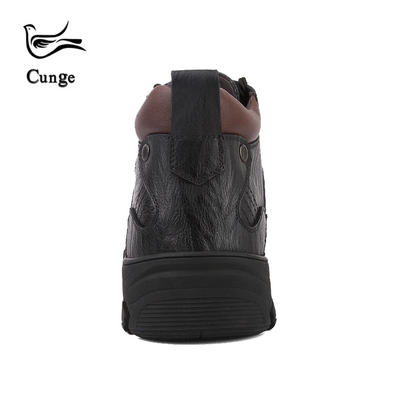 Cena Cunge mężczyzn czarne buty prawdziwej skóry pluszowe obuwie turystyczne wodoodporne buty utrzymać ciepłe wspinaczka camping piesze wycieczki buty buty trekkingowe zima